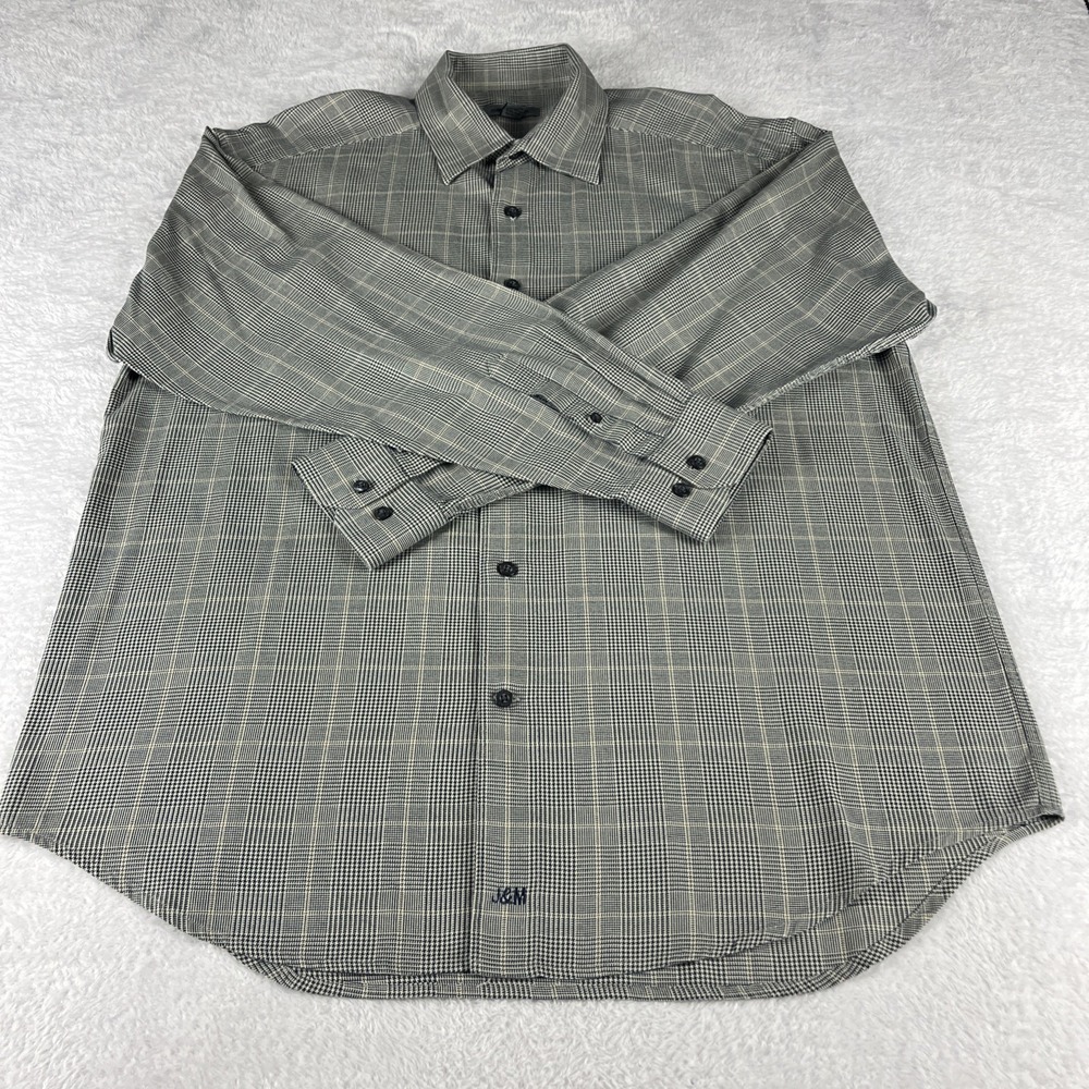 Johnson & Murphy Men's Sz‎ large Plaid Cotton Long Sleeve Shirt Casual